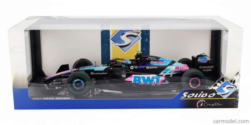 Solido Alpine F1  A524 Team Bwt Alpine N 10 Brazilian Gp 2024 Pierre Gasly 1:18 Černá Modrá Růžová