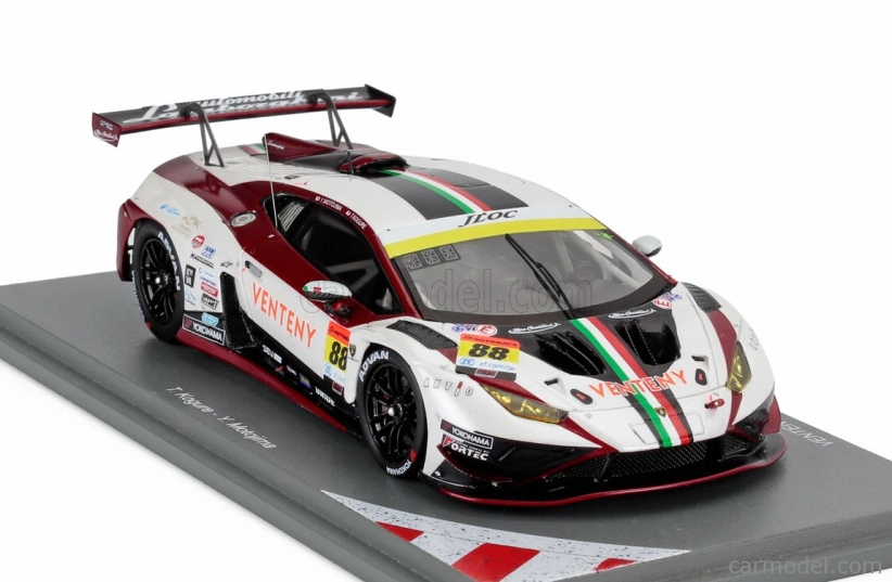 Spark-model Lamborghini Lamborghini Gt3 Team Jloc N 88 Champion With Pit Board Gt300 Class Super Gt 2024 Takashi Kogure - Yuya Motojima 1:43 White Red Black