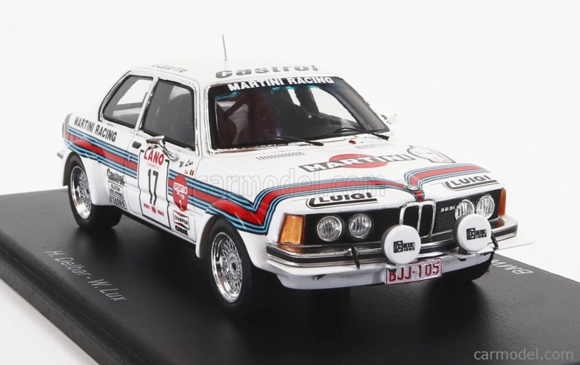 Spark-model BMW radu 3 323i Martini N 17 24h Rally Ypres 1980 H.delbar - W.lux 1:43 Biela červená modrá
