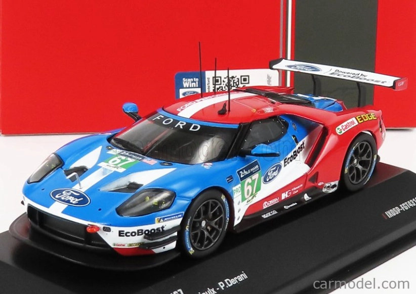 Ixo-models Ford usa Gt 3.5l Turbo V6 Team Ford Chip Ganassi Uk N 67 Lmgte Pro 2nd 24h Le Mans 2017 H.tincknell - A.priaulx - P.derani 1:43 Červená modrá biela