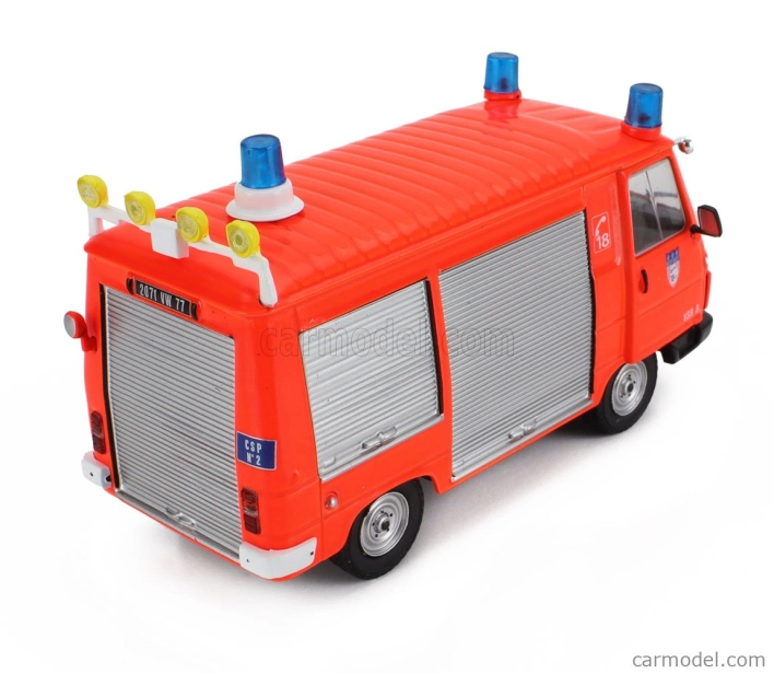 Edicola Peugeot J9 Van Vehicule De Secours Roiter Fire Engine 1982 1:43 Orange Fluo Silver