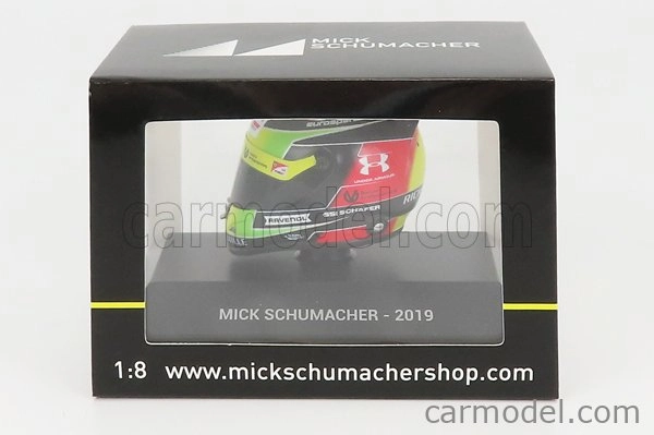 Mini prilba Schuberth prilba F2 Prilba Dallara Team Prema Racing N 9 Sezóna Mick Schumacher 2019 1:4 Žltá Zelená Červená Čierna