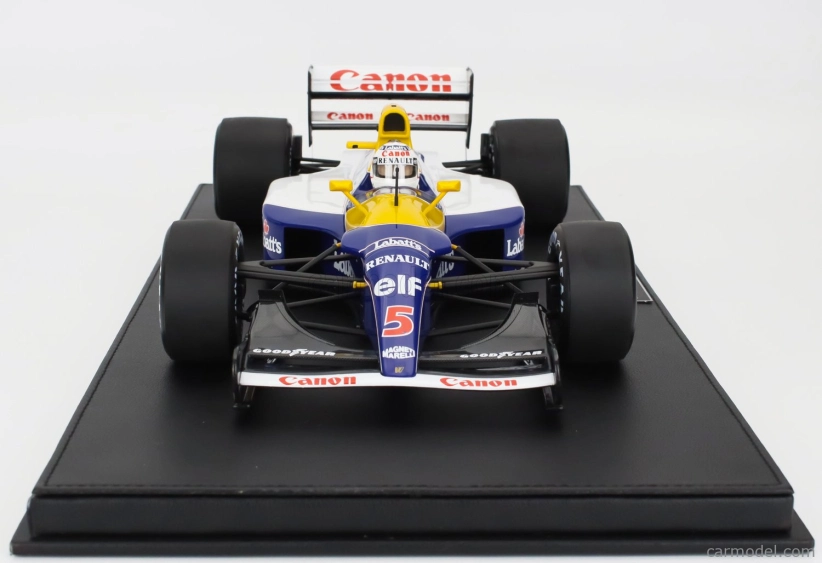 Gp-repliky Williams F1 Fw14b Renault N 5 Majster sveta Pole Postition Najrýchlejšie kolo a víťaz British Gp (s postavou pilota) 1992 Nigel Mansell 1:12 Modrá žltá biela