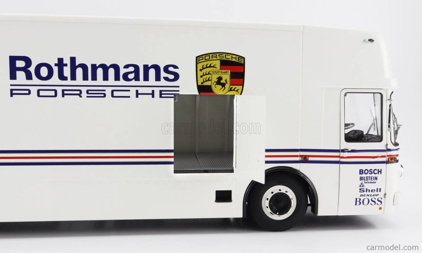 Schuco Mercedes benz O317 Truck Car Transporter Porsche Rothmans 1984 1:18 Bílá Modrá