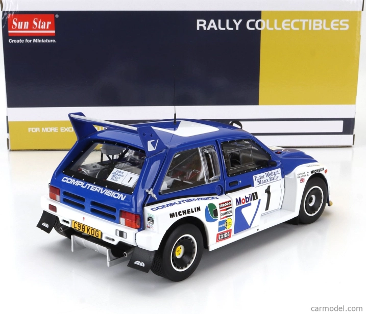 Sun-star Austin Mg Metro 6r4 N 1 Winner Rally Manx International 1986 T.pond - R.arthur 1:18 Blue White