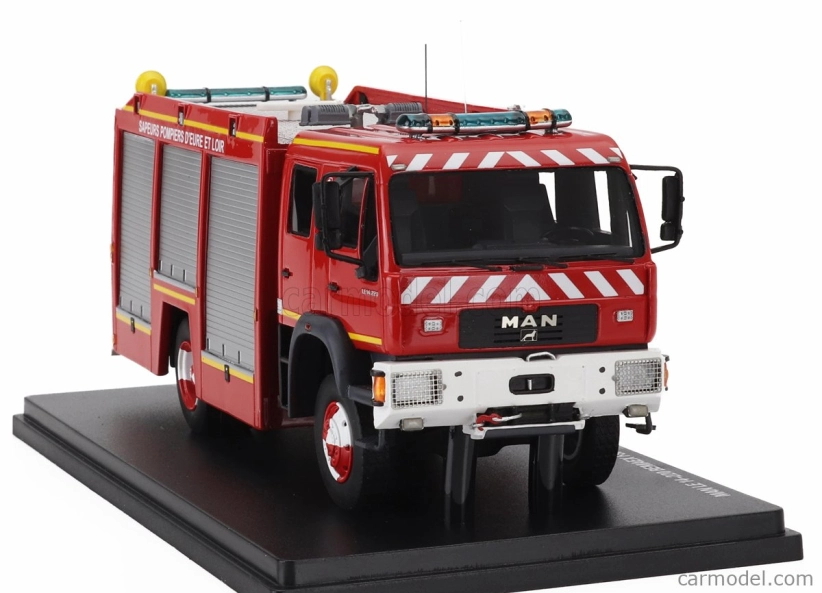 Alerte MAN Le 14.220 Tanker Truck Double Cabine Bemaex Fsr Sdis 28 Sapeurs Pompiers D'eure Et Loir 2004 1:43 Červená sivá