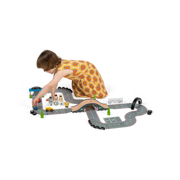 Bigjigs Rail Dřevěná autodráha závodní den - poškozený obal