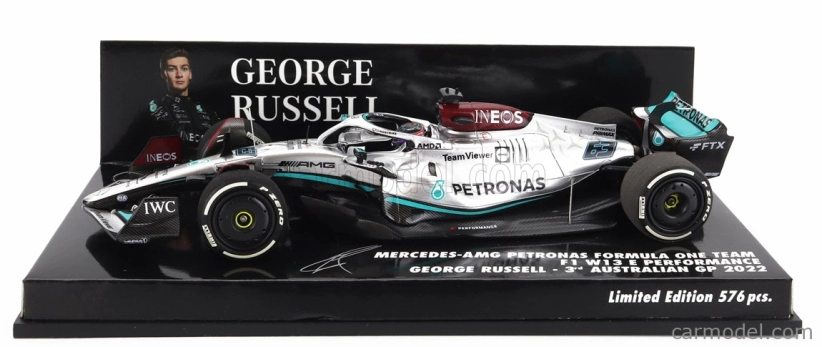Minichamps Mercedes gp F1 W13e Team Mercedes-amg Petronas F1 N 63 3. Australian Gp 2022 George Russel 1:43 Strieborná zelená