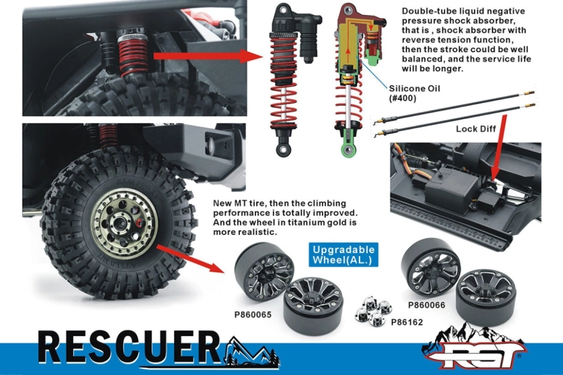 RC auto Rescuer 1/10 súprava 2,4 GHz, biela