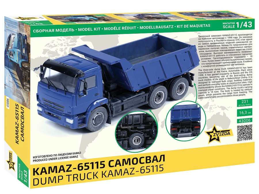 Zvezda Kamaz 65115 Truck Cassone Ribaltabile 3-assi 2006 1:43 /