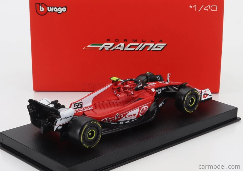 Bburago Ferrari F1 Sf-23 Team Scuderia Ferrari N 55 Las Vegas Usa Gp 2023 Carlos Sainz – With Pilot And Showcase 1:43 červená biela čierna