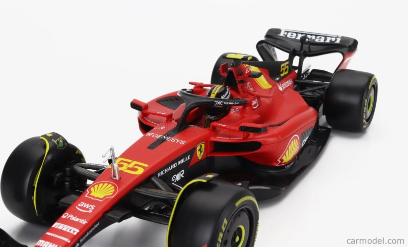 Bburago Ferrari F1  Sf-23 Team Scuderia Ferrari N 55 Pole Position 3rd Monza Italy Gp 2023 Carlos Sainz 1:18 Červená Černá Žlutá