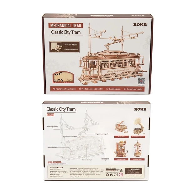 RoboTime 3D dřevěné mechanické puzzle Tramvaj