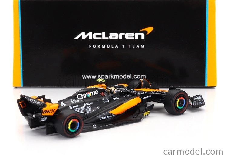 Spark-model Mclaren F1 Mcl60 Team Mclaren N 4 Las Vegas Gp 2023 Lando Norris 1:64 Orange Blue Black