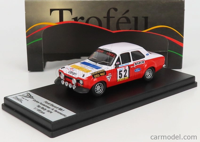 Trofeu Ford england Escort Mki (nočná verzia) N 52 Rally Tap 1974 C.fontainhas - R.seromenho 1:43 Biela červená