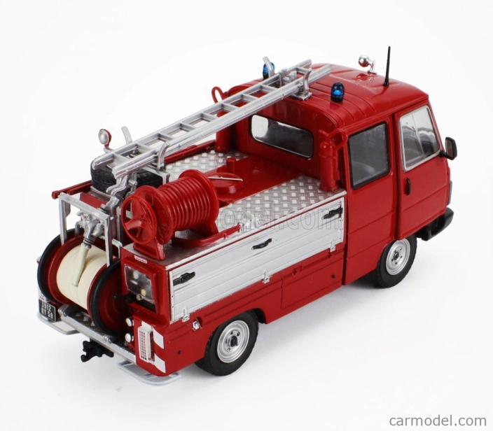 Edicola Peugeot J9 Desautel Fire Engine 1982 1:43 Červená strieborná