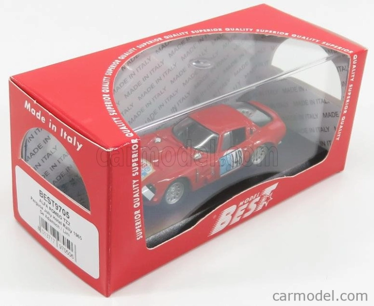 Najlepší model Alfa romeo Tz2 N 148 Rally Pergusa Jolly Hotel 1965 De Adamich - Lini 1:43 Red