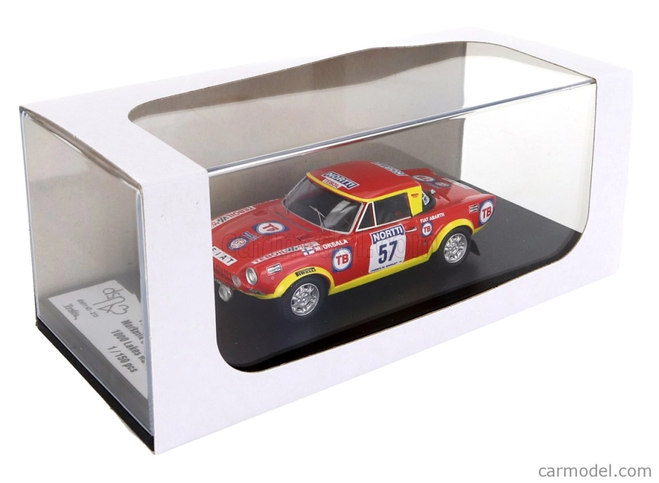 Trofeu Fiat 124 Abarth (night Version) N 57 Rally 1000 Lakes 1974 Marketta Oksala - Terttu Aho 1:43 Červená Žlutá