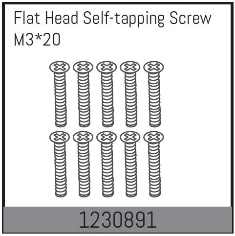 1230891 - M3*20 Flat Head Self-tapping Screw Set (10)