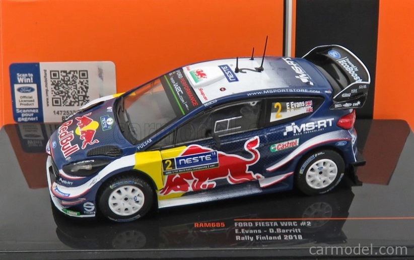 Ixo-models Ford england Fiesta Wrc Red Bull N 2 Rally Finland 2018 E.evans - D.barritt 1:43 Modrá Biela Žltá Červená