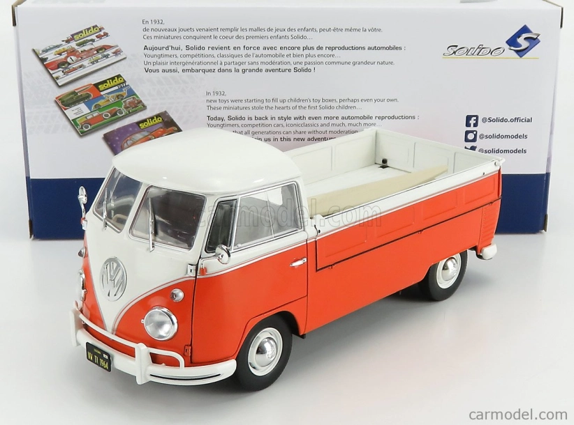 Solido Volkswagen T1 Pick-up otvorený 1950 1:18 oranžová biela