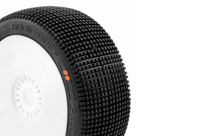 ADDICTIVE V2 BUGGY S3 (MEDIUM) lepené pneumatiky, biele disky, 2 ks.