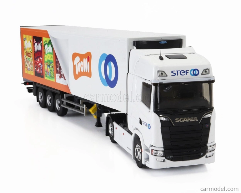 Eligor Scania S770 V8 Truck Semi-frigo Trolli Transports 2020 1:43 Biela oranžová