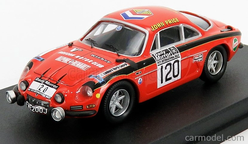 Trofeu Renault A110 Alpine N 120 Rally Rac Lombard 1972 J.price - M.turner 1:43 Oranžová Černá