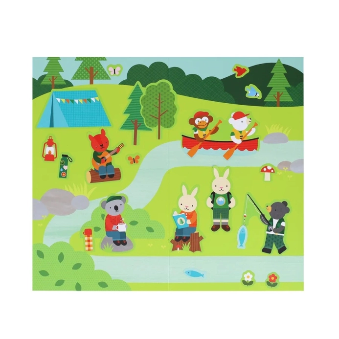 Petit Collage Znovupoužitelné mini samolepky Malí táborníci