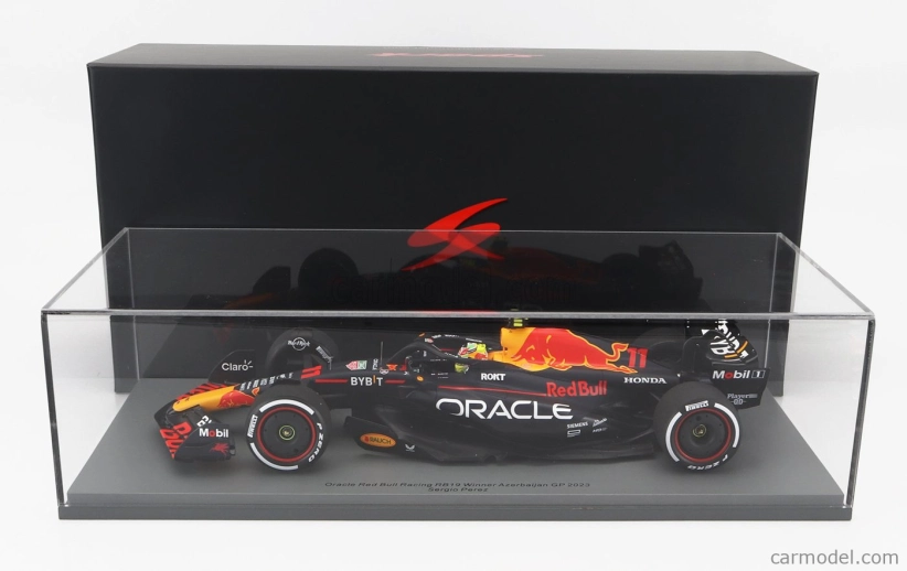 Spark-model Red bull F1  Rb19 Team Oracle Red Bull Racing N 11 Winner Azerbaijan Gp 2023 Sergio Perez 1:18 Matt Blue