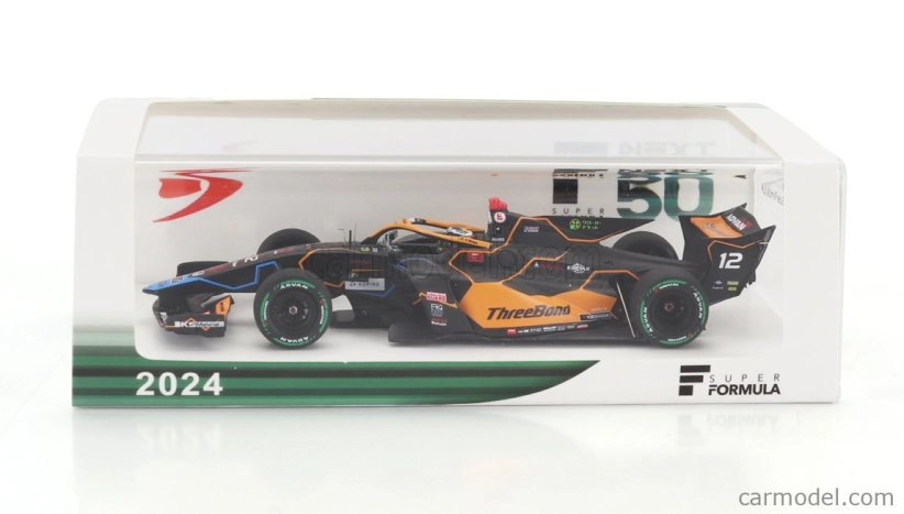 Spark-model Dallara Sf23 Hr-417-e Team Threebond Racing M-tec N 12 Super Formula Season 2024 Atsushi Miyake 1:43 Černá Oranžová
