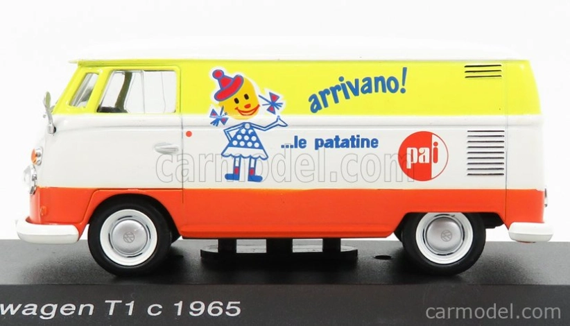 Edicola Volkswagen T1 C Van - Pai - Arrivano Le Patatine 1965 1:43 Biela oranžová žltá