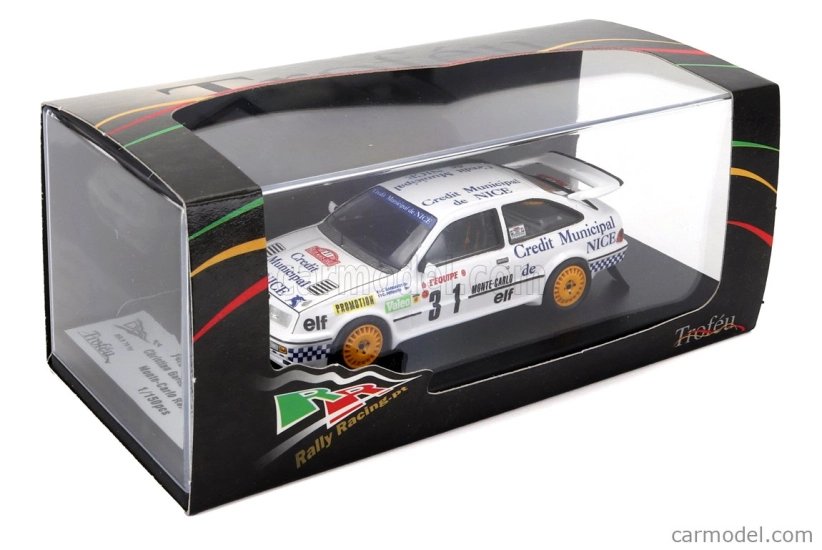 Trofeu Ford england Sierra Rs Cosworth N 31 Rally Montecarlo 1987 Christian Gardavot - Claude Ferrato 1:43 Bílá