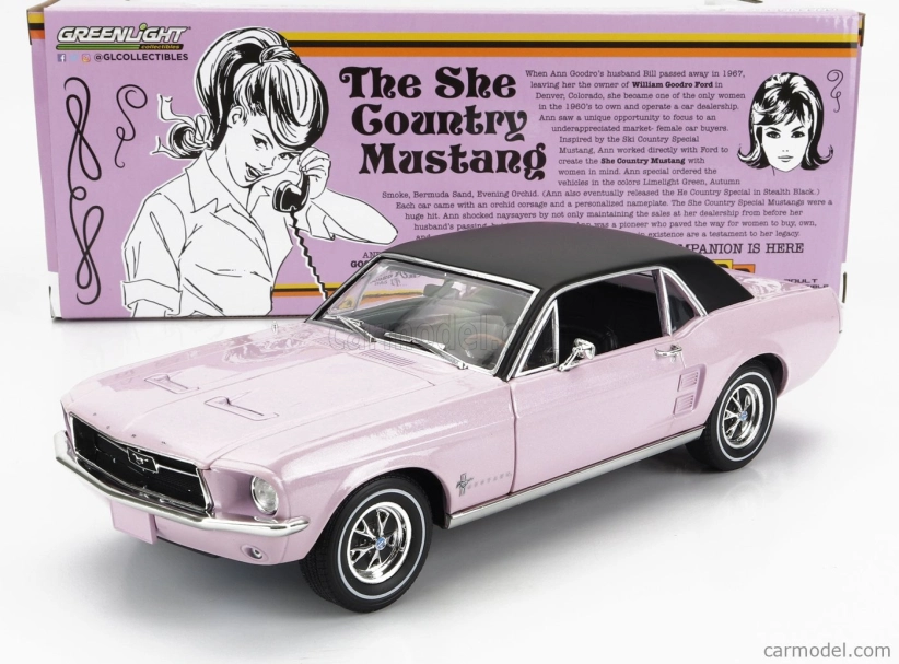 Greenlight Ford usa Mustang Coupe 1968 - The She Country Mustang 1:18 Ružová čierna