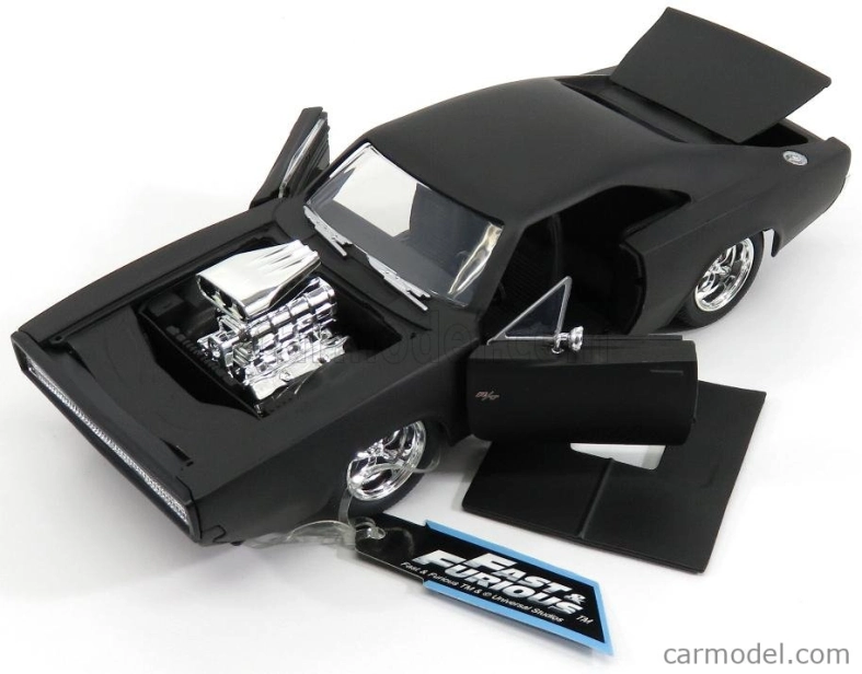Jada Dodge Set 4x Dom's Dodge Charger R/t 1970 - Fast & Furious 7 1:24 Matt Black