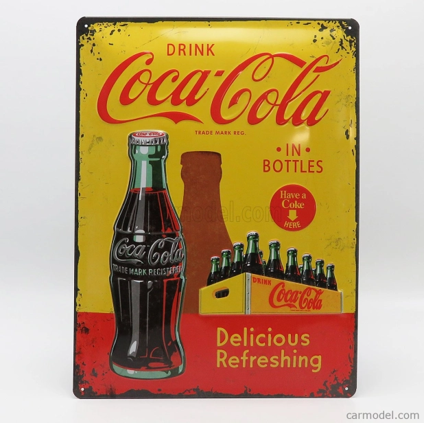 Edicola Accessories 3d Metal Plate - Coca-cola Bottles 1930-40 1:1 Žlutá Červená