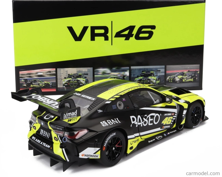 Minichamps BMW radu 4 M4 Gt3 Team Wrt N 46 3. 24h Dubaj 2023 Valentino Rossi - Sean Gelael - Max Hesse - Maxime Martin - Timothy Whale 1:18 Žltá čierna