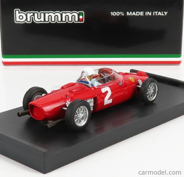 Brumm Ferrari F1 156 N 2 Italy Gp Phil Hill 1961 World Champion - With Driver Figure 1:43 Red