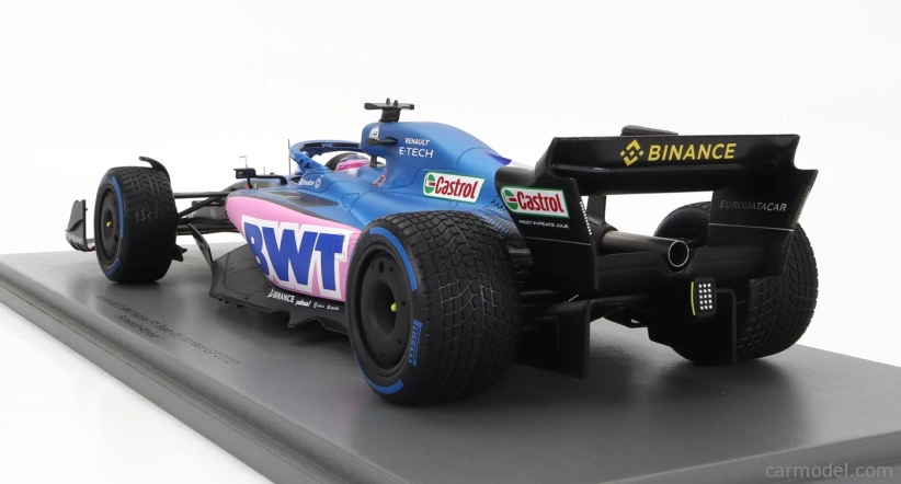 Spark-model Renault F1 A522 Team Alpine Bwt N 14 Monaco Gp 2022 Fernando Alonso - Con Vetrina - S vitrínou - Špeciálna krabica 1:18 Modrá Ružová