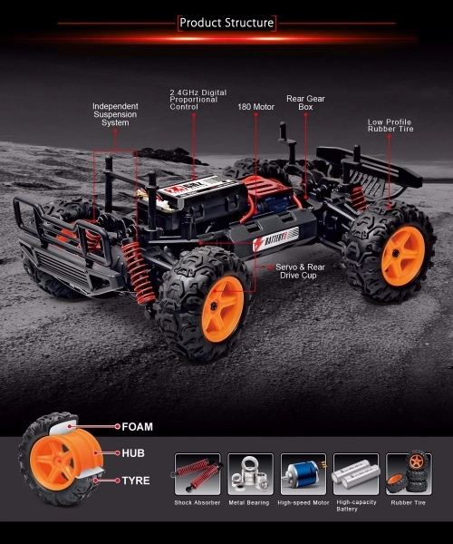 RC auto JEEP Subotech Brave, čierna