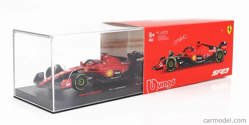 Bburago Ferrari F1 Sf-23 Team Scuderia Ferrari N 16 1:43, červená