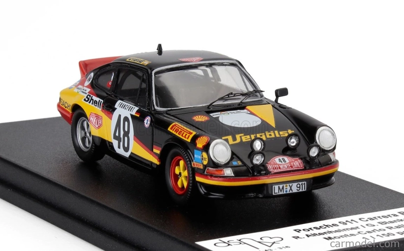 Trofeu Porsche 911 Carrera Rs Coupe (night Version) N 48 Rally Montecarlo 1976 Reiner Altenheimer - Gerd Blankenhagen 1:43 Černá Žlutá Červená