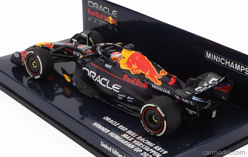 Minichamps Red bull F1 Rb19 Team Oracle Red Bull Racing N 1 Majster sveta Víťaz GP Maďarska 2023 Max Verstappen 1:43 Matt Blue