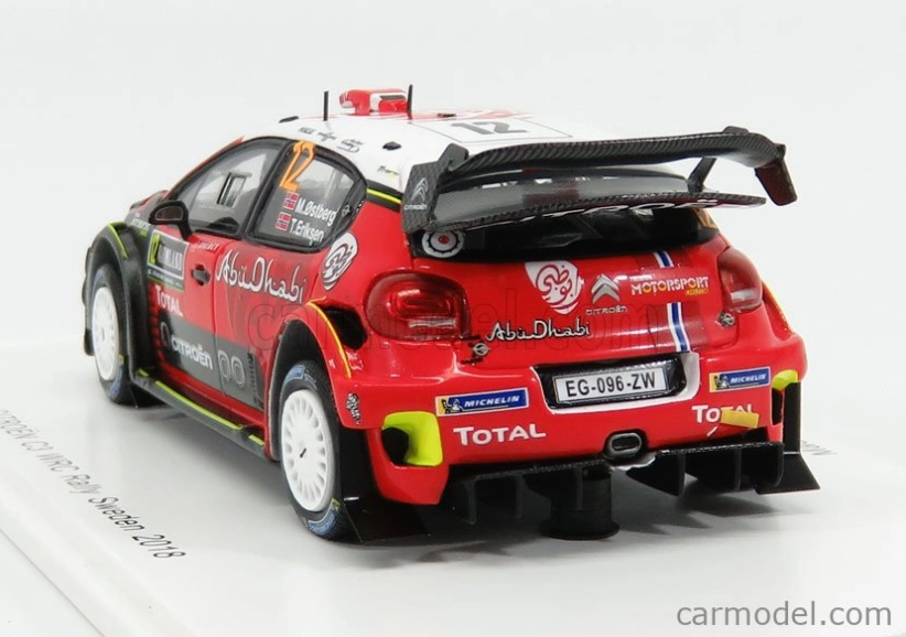 Spark-model Citroen C3 Wrc Team Citroen Total Abu Dhabi Wrt N 12 Rally Suede 2018 M.ostberg - T.erksen 1:43 Červená čierna biela