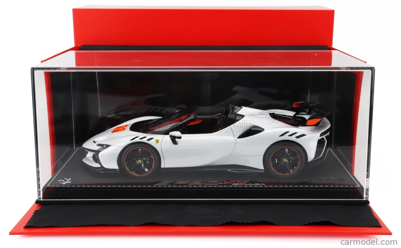 Bbr-models Ferrari Sf90 Xx Stradale Spider 2024 - Con Vetrina - With Showcase 1:18 Bianco Artico - Bílá Met Oranžová Černá