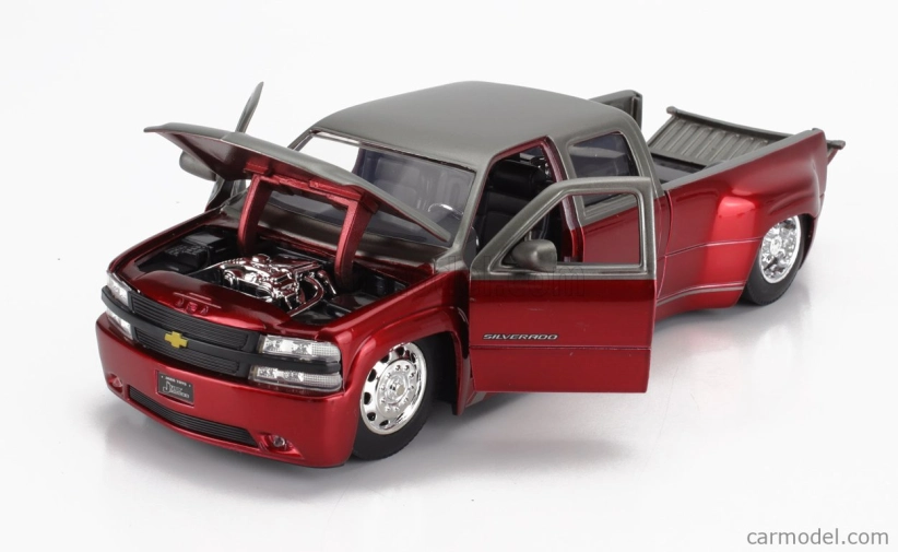 Jada Chevrolet Silverado Pick-up Dually 1999 1:24 Červená strieborná