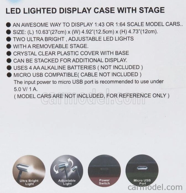Triple9 Vetrina display box Lungh.lenght Cm 27 X Largh.width Cm 12.6 X Alt.height Cm 11.3 (altezza Interna Cm 9.6) - Luci Funzionanti - With Led 1:43 Plastový Displej