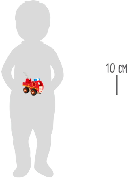 Malé pešie drevené hasičské auto s rebríkom - poškodený obal
