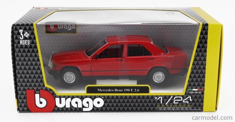 Bburago Mercedes benz 190e 1984 1:24 Red