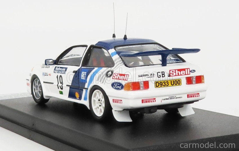Trofeu Ford england Sierra Rs Cosworth N 19 Rally Nový Zéland 1989 C.mcrae - D.ringer 1:43 Biela Modrá